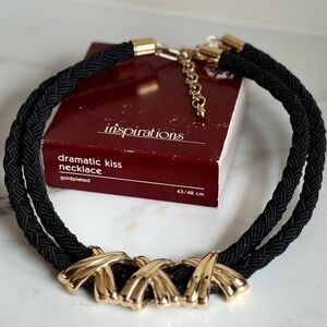 Vintage Avon Gold XXX on Black Braided Cord Choker Necklace NIB 17–19”